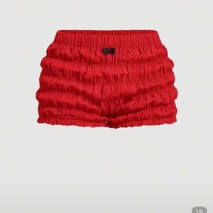 SHEIN Red Crinkle Athletic Shorts